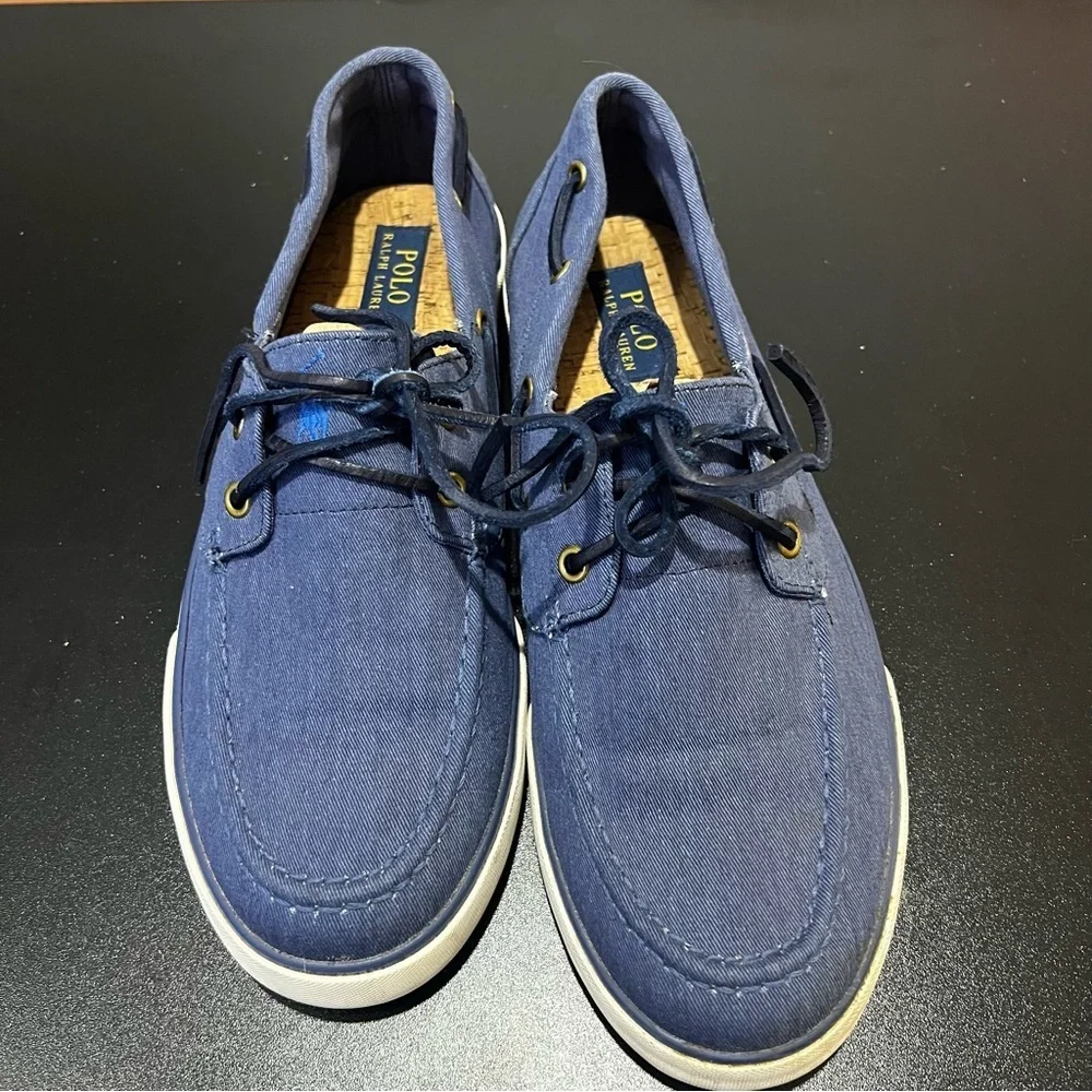 Polo by Ralph Lauren Men's Blue Boat Shoes Twill Denim 10D